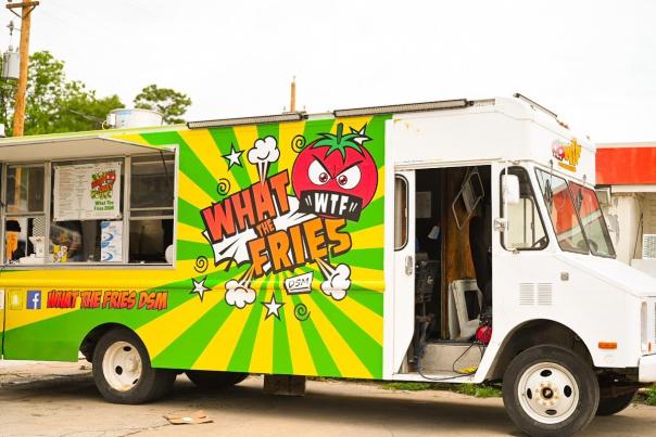 What The Fries Food Truck prepares food to greet guests in Des Moines.