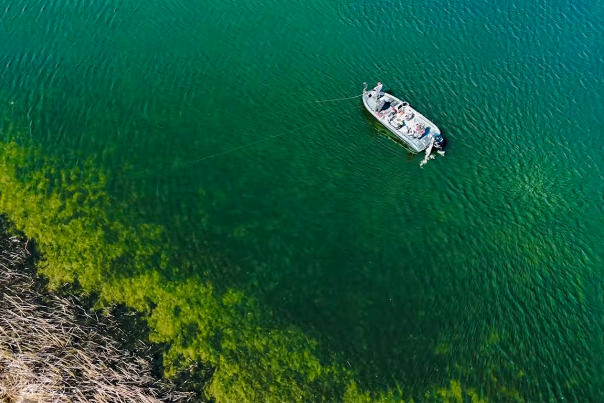 Fishing boat on Devils Lake, ND