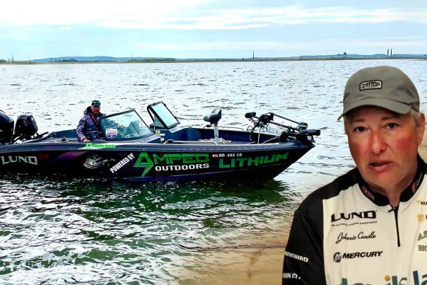 Johnnie Candle go-live profile over his fishing Devilsn Devisl Lake, ND.