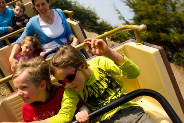 children on a roller coaster