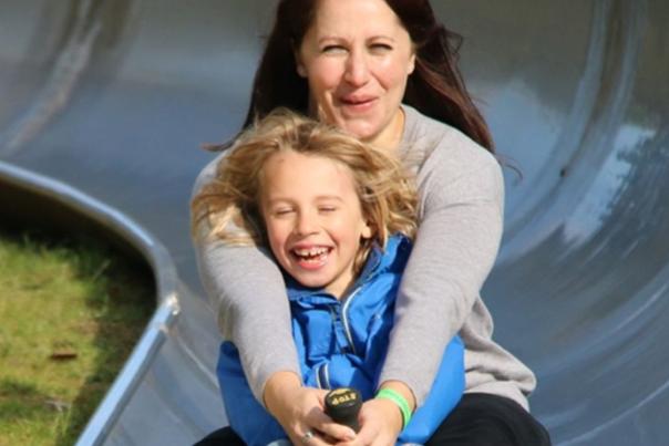 woman and child at watermouth castle