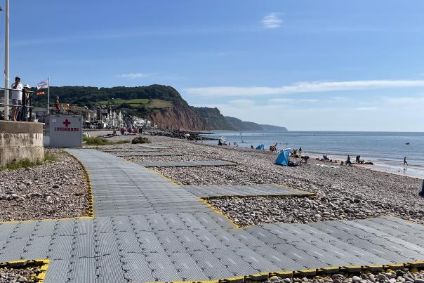 Accessible matting on Sidmouth Beach