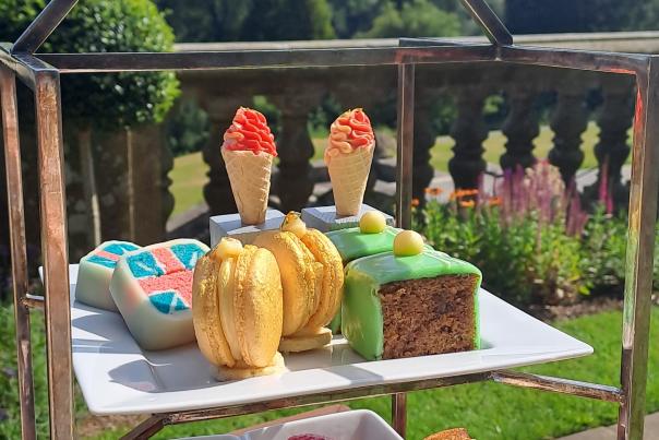 afternoon tea at bovey castle with olympic themed treats