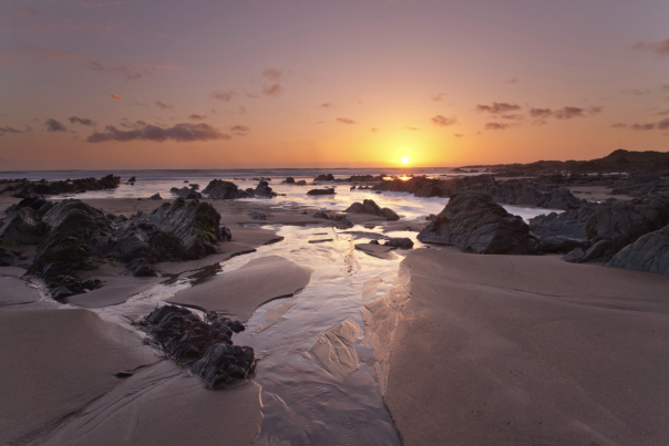 sunset over hartland beach