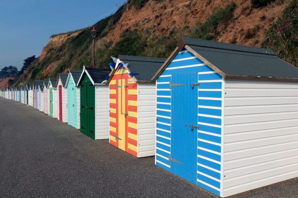 Colourful beach huts