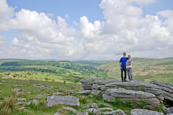 couple stood on rock in Devon