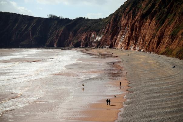 sidmouth beach view in autumn