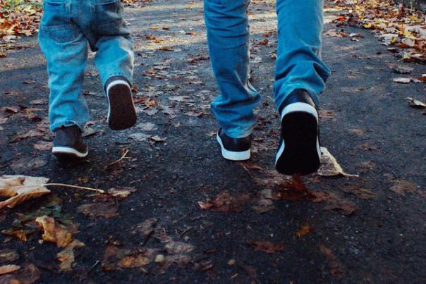 two people walking