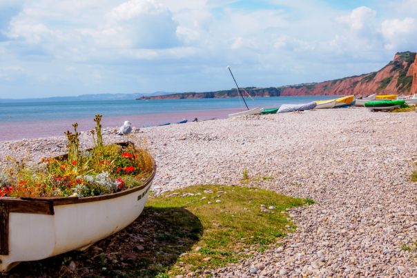 boat on budleigh beach