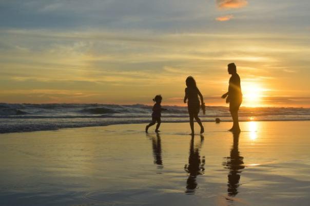 family on beach