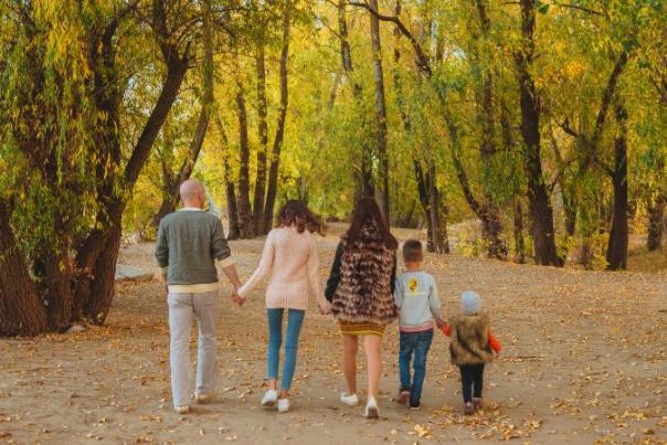 family in a wood