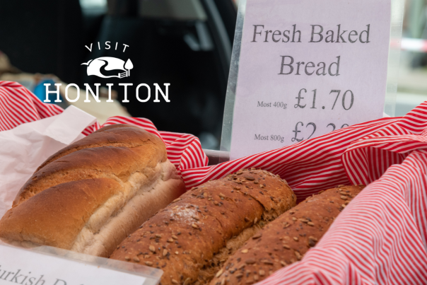 market stall with fresh baked bread for sale