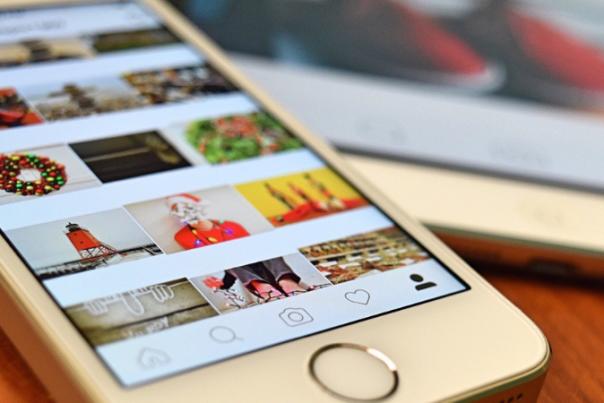 a smart phone with instagram open