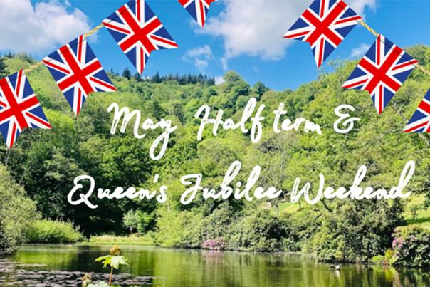 image shows canonteign falls with text overlay and union flags
