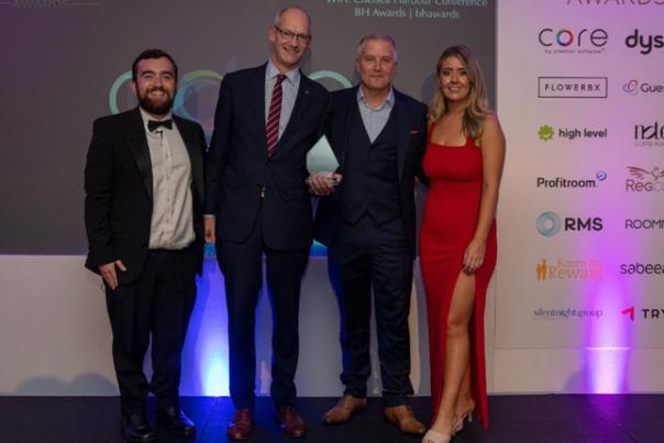 Image shows the Lympstone Manor team winning their award