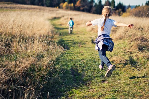 children running in field