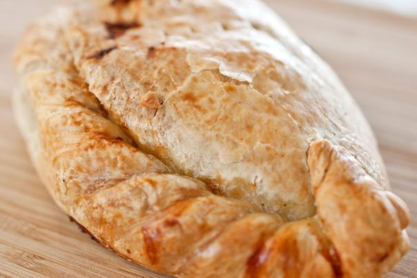 pasty on a wooden board
