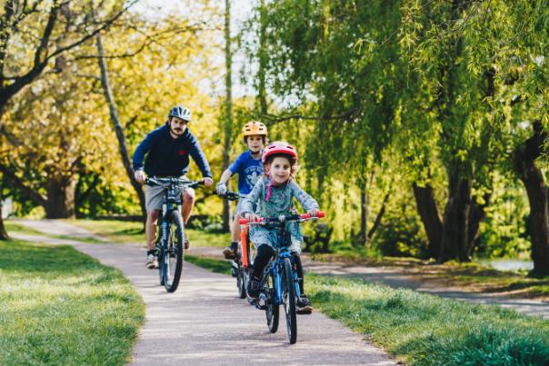 family cycling