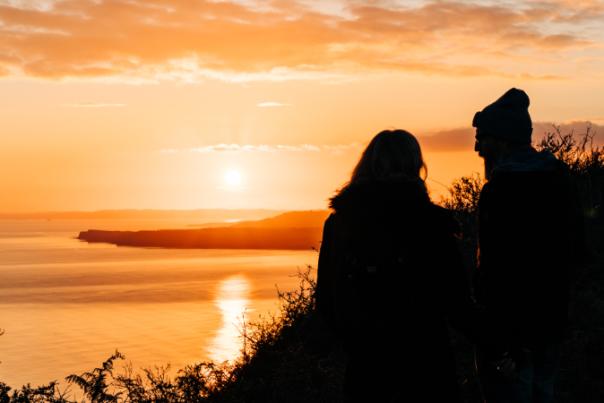 couple against the sunset