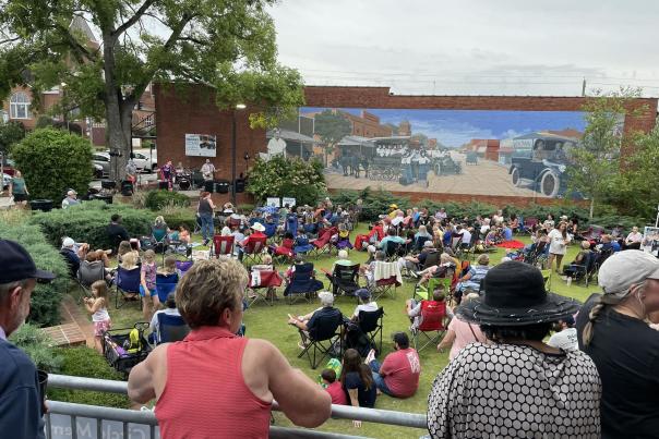 Visitors to Owl's Cove Park enjoy the summer concert series.