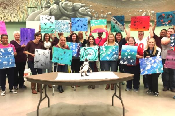 Painting with the Penguins at the Columbus Zoo