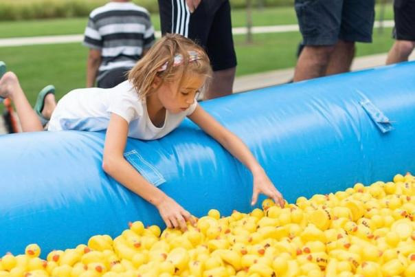 Little Girl Duck Race