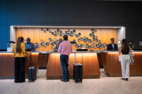 Business Travel Checking in Hotel Crowne Plaza