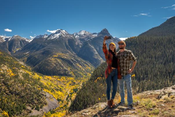 Hikers on the Colorado Trail During Fall