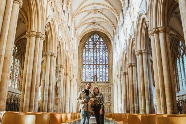 A couple admiring the architecture in Beverley Minster