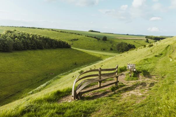 A view from the poetry bench over a Wolds valley