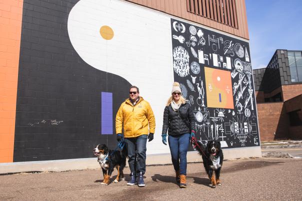 Bon Iver Mural and Dogs