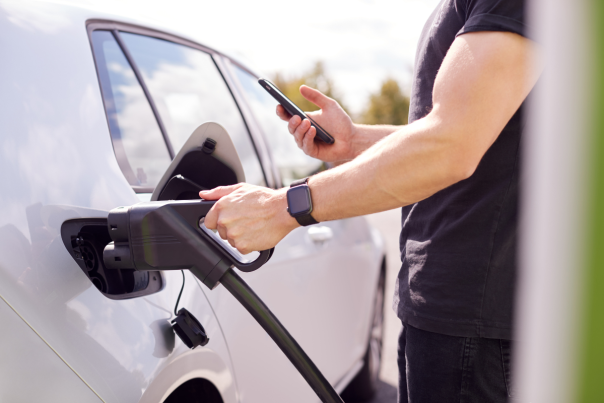 Electric Vehicle Charging Station Stock Photo