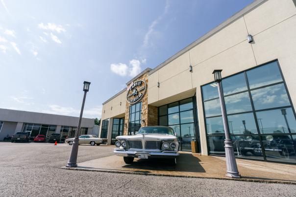 Exterior of swope cars of yesteryear museum with classic car