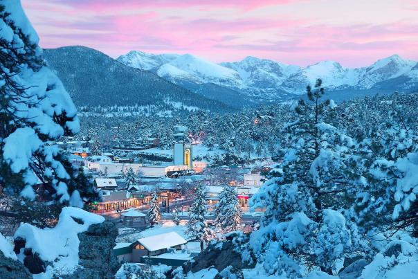 Pink Snowy Village