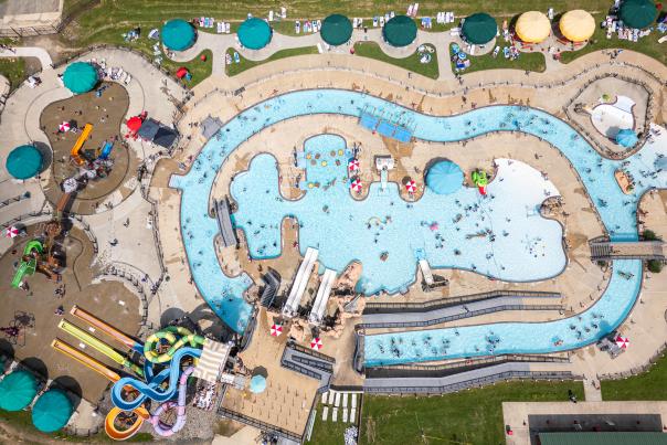 Lazy River Aerial View at the Water Mine Family Swimmin' Hole.