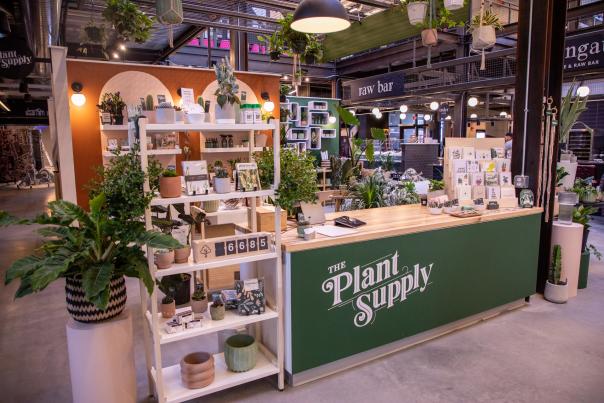 plant shop in a large marketplace