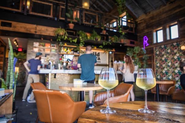 two drinks by bar in wild terra cidery