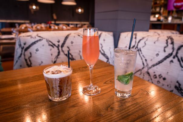 Three mocktails on a table at Prairie Kitchen.