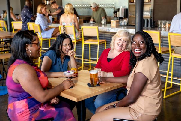 A group of ladies enjoying drinks and each other's company at Fayetteville's Haymount Truck Stop
