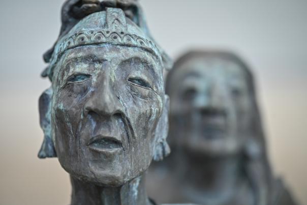 Statues outside of Ganondagan State Historic Site