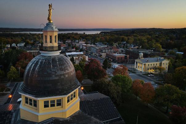 drone shot of Ontario County courthouse