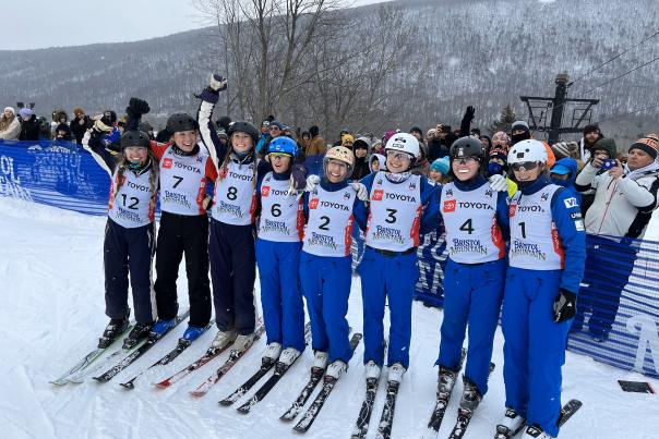 Competitors for Women's National Aerial Skiing Competition