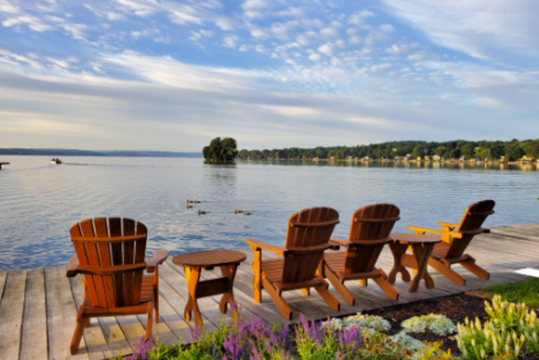 Adirondack chairs on Canandaigua lake