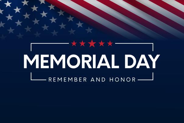 Patriotic Header saying Memorial Day - Remember and Honor.