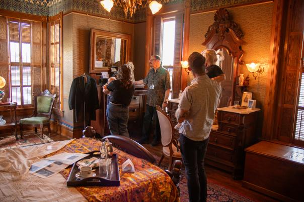 Visitors touring Stockton House.
