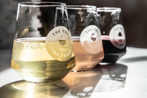 A flight of white, rose, and red wine