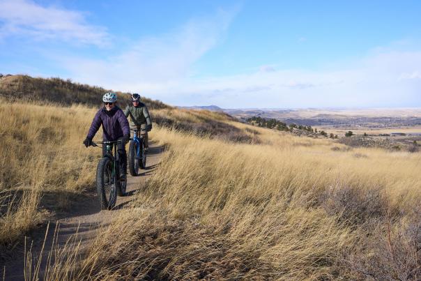 Bike riding at Horsetooth in winter