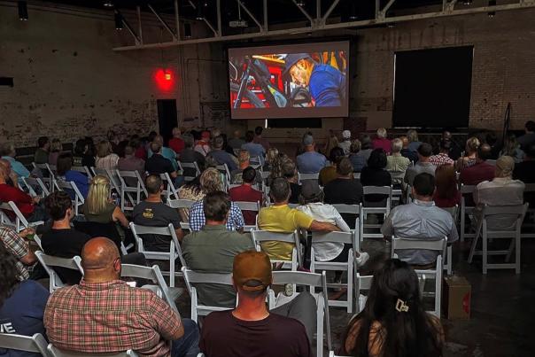 Crowd watching film at Film Festival