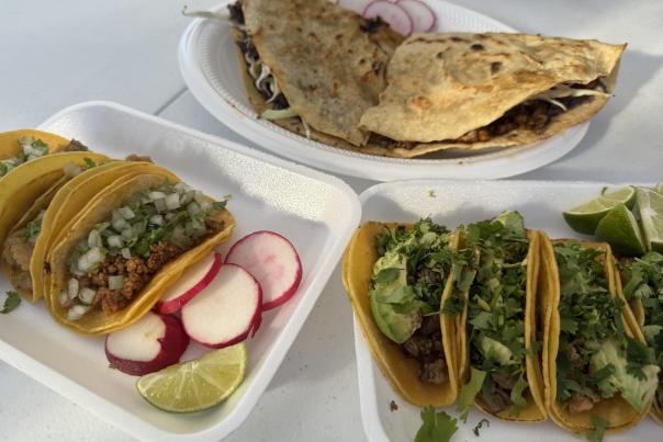 Tacos and quesadillas from Taqueria La Oaxaqueña food truck in Fort Smith, AR.