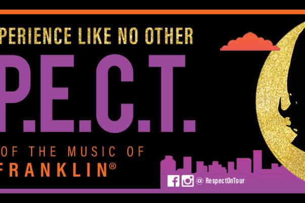 A banner promoting the Aretha Franklin R.E.S.P.E.C.T tribute concert in Fort Smith, Arkansas.